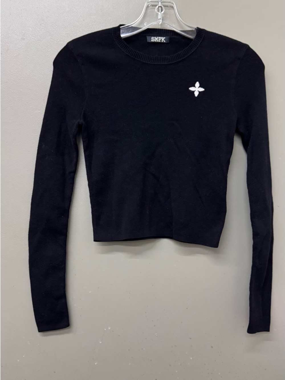 SMFK Compass Cross Classic Riding Knitted Top Womens Medium Black Sweater